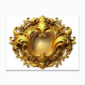 Gold Ornate Frame With Floral Motifs Canvas Print