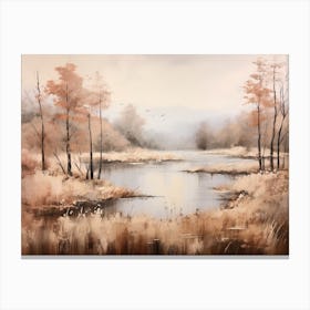A Painting Of A Lake In Autumn 20 Canvas Print