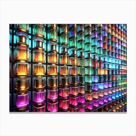 Wall Of Colorful Glass Bottles Canvas Print