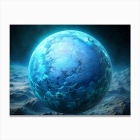 Blue Frozen Planet In Space Canvas Print