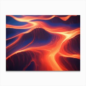 Abstract Image Of A Fiery, Orange, Lava Like Landscape With A Blue Toned Background Canvas Print