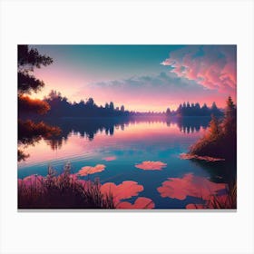Sunset By The Lake 49 Canvas Print