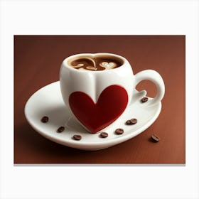 Coffee Cup With A Heart Canvas Print