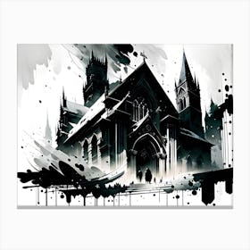 Black And White Of A Church Canvas Print