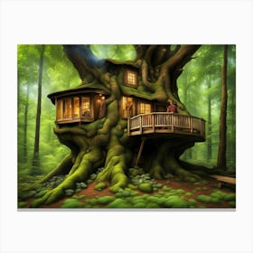 Cottage Inside A Giant Forest Tree V2 3 Canvas Print