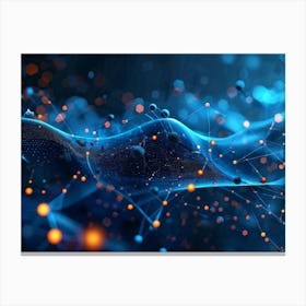 Abstract Digital Banner Featuring Interconnected Data Points Symbolizing An Ai Network Three Dimens (2) Canvas Print