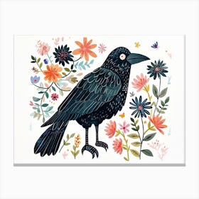 Little Floral Crow 2 Canvas Print