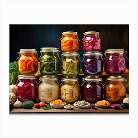 Preserved Vegetables In Jars Canvas Print