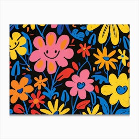 Smiley Flowers Canvas Print
