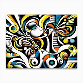 Dynamic & Colourful Abstract Portrait with Butterfly II Canvas Print