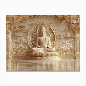 3d Hindu Ancient Religious Buddha Art Background Golden Artwork 2 Canvas Print