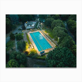 Poster swimming pool with athletes training water polo. San Donato Milanese, Italia Canvas Print
