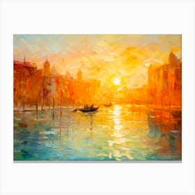 Emerald Orange Cityscape Canvas Print