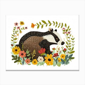 Little Floral Badger 3 Canvas Print