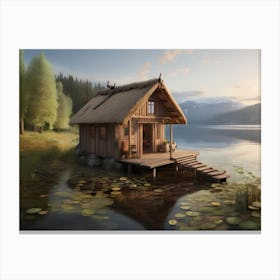 Small Cabin On The Lake Canvas Print