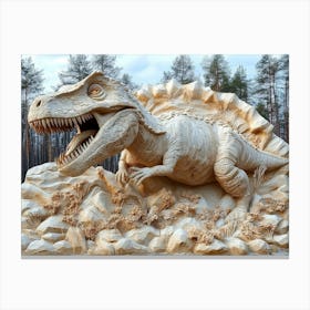 3d Dinosaur Made in Stone Canvas Print