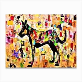 Patchwork Shepard Dog - Dog On Paper Canvas Print