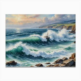 Where Waves Rule the Coast Waves Crashing Canvas Print