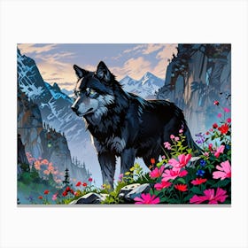 Wolf In The Mountains 5 Canvas Print