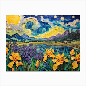 Starry Night Iris Painting Canvas Print