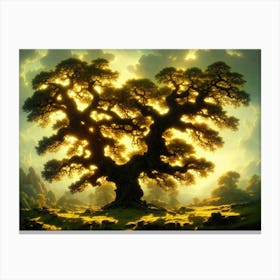 Oak Tree Digital Art Fantasy Clouds Forest Dream Canvas Print
