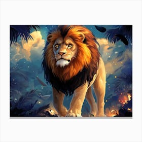 Lion In The Forest 1 Canvas Print