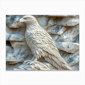 A Detailed Eagle Perched 3d Carved In Marble Stone Canvas Print