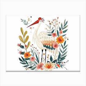 Little Floral Crane 3 Canvas Print