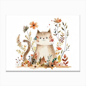 Little Floral Cat 4 Canvas Print