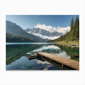 Lake With A Dock Paintings Art Print Canvas Print