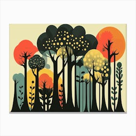 Vintage graphic art of trees Canvas Print