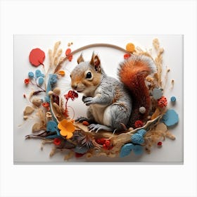 Squirrel In A Wreath Canvas Print