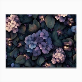 Floral Vintage Background, Dark Seamless Pattern Canvas Print