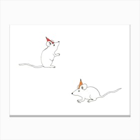 Mice In Party Hats Canvas Print