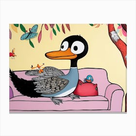 Duck On A Couch Canvas Print