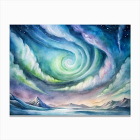 A Dramatic Poster Of The Northern Lights Forming S (1) Canvas Print