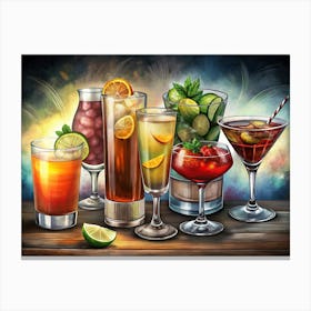 Assorted Cocktails Canvas Print