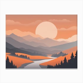 Misty mountains horizontal background in orange tone 43 Canvas Print