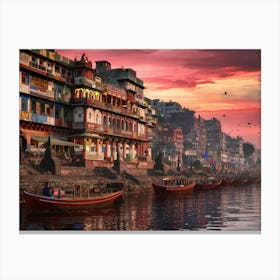 Sunrise On The Ganges Canvas Print