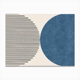 Mid-century Modern Half-circle Lines Abstract Geometric Navy Blue Canvas Print