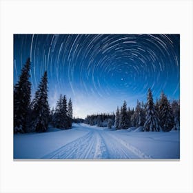 A Majestic Snowy Landscape Of Scandinavia Covering The Background Frost Covered Ground Resting Un (3) Canvas Print