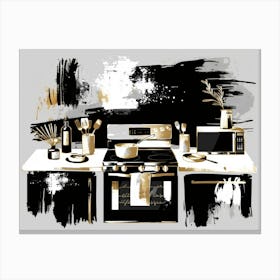 Black And Gold Kitchen Canvas Print