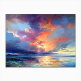 Abstract Colorful Beach Cumulus Sunset Explosion Canvas Print