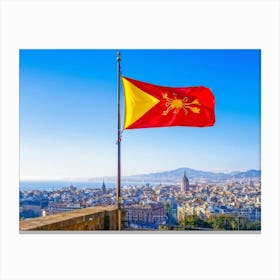 A Distinctively Spanish Arm Wrapped In The Vibrant Colors Of The National Ensign Of Red And Yellow (3) Canvas Print