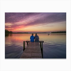 Sunset On The Dock Canvas Print