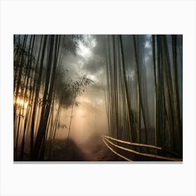 Bamboo Forest At Sunrise Paintings Art Print Canvas Print