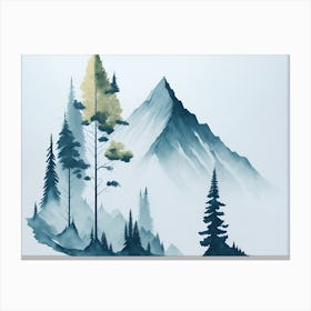 Mountain And Forest In Minimalist Watercolor Horizontal Composition 204 Canvas Print