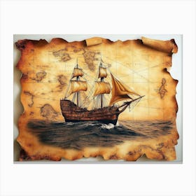 Texture Vintage Earth Ship Reis Paper Old Antique Grunge 3d Map Design Canvas Print