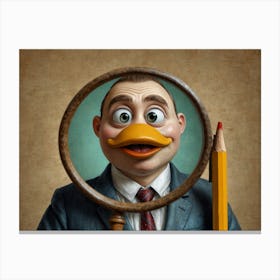 Duck With A Magnifying Glass Canvas Print