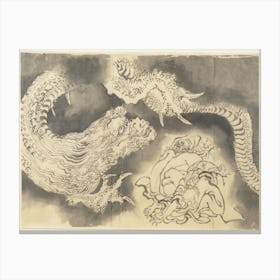 Dragon During 19th Century In High Resolution, Katsushika Hokusai Canvas Print